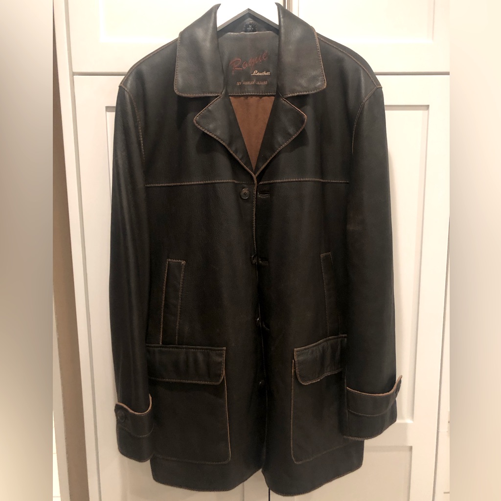 Rare Rogue Leather Car Jacket By Reilly Olmes Chocolate Color Mens Size M